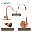 Copper Pull Out Kitchen Faucet with Deck Plate, Single Level Solid Brass Kitchen Sink Faucets with Pull Down Sprayer
