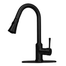Copper Pull Out Kitchen Faucet with Deck Plate, Single Level Solid Brass Kitchen Sink Faucets with Pull Down Sprayer