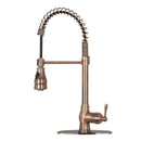 Copper Pre-Rinse Spring Kitchen Faucet, Single Level Solid Brass Kitchen Sink Faucets with Pull Down Sprayer