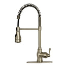 Copper Pre-Rinse Spring Kitchen Faucet, Single Level Solid Brass Kitchen Sink Faucets with Pull Down Sprayer