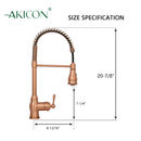 Copper Pre-Rinse Spring Kitchen Faucet, Single Level Solid Brass Kitchen Sink Faucets with Pull Down Sprayer