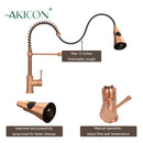 Copper Pre-Rinse Spring Kitchen Faucet, Single Level Solid Brass Kitchen Sink Faucets with Pull Down Sprayer