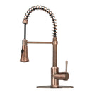 Copper Pre-Rinse Spring Kitchen Faucet, Single Level Solid Brass Kitchen Sink Faucets with Pull Down Sprayer