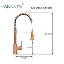 Copper Pre-Rinse Spring Kitchen Faucet, Single Level Solid Brass Kitchen Sink Faucets with Pull Down Sprayer