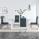 Glass Dining Table Large Modern Minimalist Rectangular for 6-8 with 0.4' Tempered Glass Tabletop and white MDF Trapezoid Bracket,For Kitchen Dining Living Meeting Room Banquet Hall F-1550