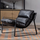 Black PU Leather MidCentury Upholstered Leisure Armchair