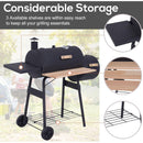 48" Steel Portable Backyard Charcoal BBQ Grill and Offset Smoker Combo with Wheels