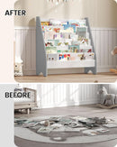 6 Tier Kids Bookshelf White And Gray Sling Book Organizer