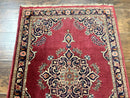 Small Persian Kashan Rug 2x3, Red and Navy Blue, Handmade Vintage Wool Semi Antique Persian Carpet, Semi Open Field, Pair B