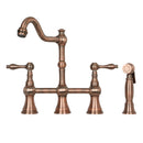 Two-Handles Copper Bridge Kitchen Faucet with Side Sprayer