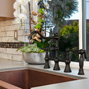 Two-Handles Oil Rubbed Bronze Bridge Kitchen Faucet with Side Sprayer - AK96718-ORB