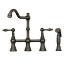 Two-Handles Copper Bridge Kitchen Faucet with Side Sprayer