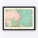 Vintage Map of Australia & New Zealand Ports, 1922