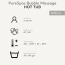 6 Person Inflatable Hot Tub With 140 Bubble Jets Spa