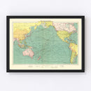 Vintage Map of Pacific Ocean, 1922