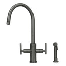 Two-Handle Copper Widespread Kitchen Faucet with Side Sprayer