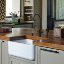 Two-Handle Matte Black & Brushed Gold Widespread Kitchen Faucet with Side Sprayer-AK96766-BLBG