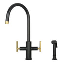 Two-Handle Copper Widespread Kitchen Faucet with Side Sprayer