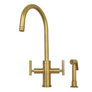 Two-Handle Copper Widespread Kitchen Faucet with Side Sprayer
