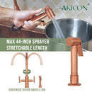 Two-Handle Copper Widespread Kitchen Faucet with Side Sprayer