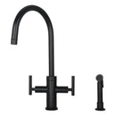 Two-Handle Copper Widespread Kitchen Faucet with Side Sprayer