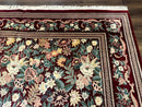 Pakistani Rug 9x12 William Morris Maroon Vintage Floral Wool
