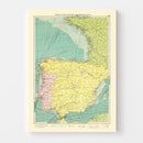 Vintage Map of Ports of Spain & Portugal, 1922
