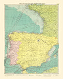 Vintage Map of Ports of Spain & Portugal, 1922