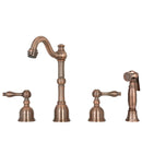 Two-Handles Copper Widespread Kitchen Faucet with Side Sprayer - AK96818C