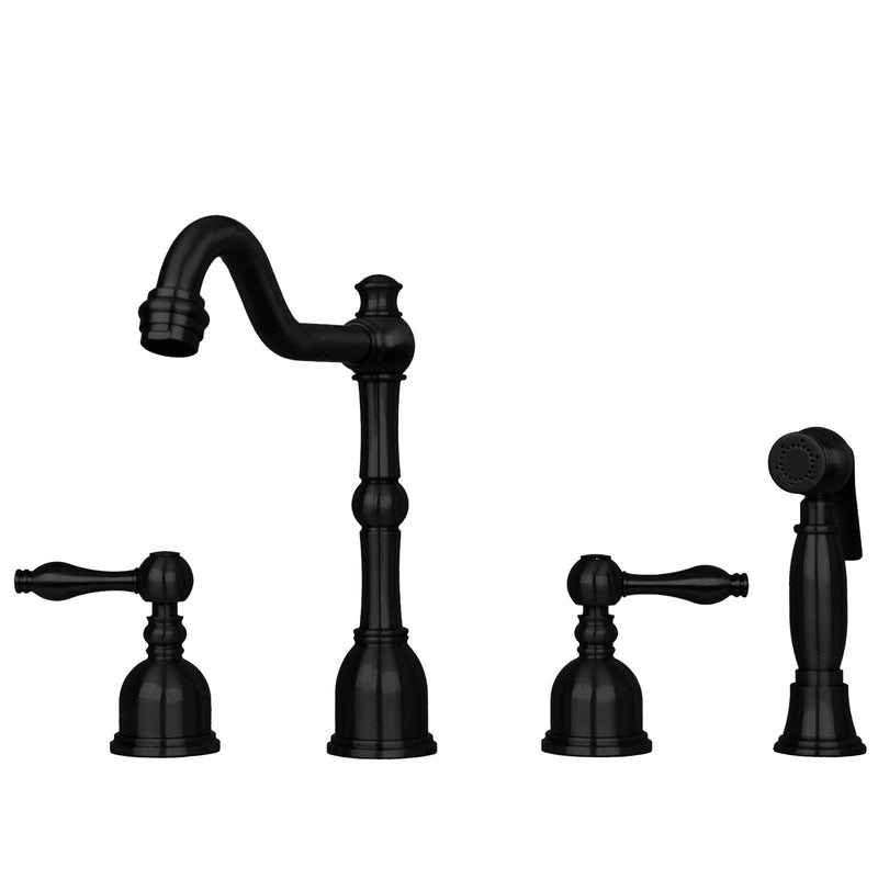 Two-Handles Oil Rubbed Bronze Widespread Kitchen Faucet with Side Sprayer - AK96818-ORB