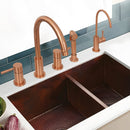 Two-Handles Copper Widespread Kitchen Faucet with Side Sprayer