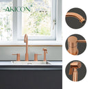 Two-Handles Copper Widespread Kitchen Faucet with Side Sprayer