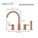 Two-Handles Copper Widespread Kitchen Faucet with Side Sprayer