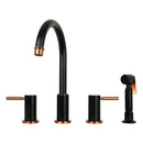 Two-Handles Copper Widespread Kitchen Faucet with Side Sprayer