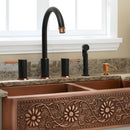 Two-Handles Matte Black & Rose Gold Widespread Kitchen Faucet with Side Sprayer - AK96866-BLRG