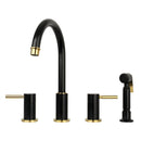 Two-Handles Copper Widespread Kitchen Faucet with Side Sprayer