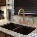 Two-Handles Copper Widespread Kitchen Faucet with Plastic Side Sprayer