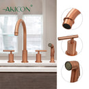 Two-Handles Copper Widespread Kitchen Faucet with Plastic Side Sprayer