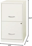 2-Drawer File Cabinet White 14.2 X 18 X 24.5 Inches Locking Drawers Steel Enamel