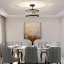 Crystal Black Three Light Semi Flush Mount Ceiling Light