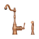One-Handle Antique Copper Widespread Kitchen Faucet with Side Sprayer - AK96918-AC