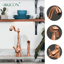 One-Handle Copper Widespread Kitchen Faucet with Side Sprayer