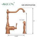 One-Handle Copper Widespread Kitchen Faucet with Side Sprayer