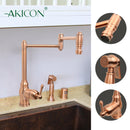 One-Handle Copper Pot Filler Kitchen Faucet with Side Sprayer
