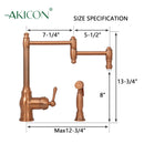 One-Handle Copper Pot Filler Kitchen Faucet with Side Sprayer