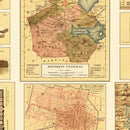 Vintage Map of Mexico City, Mexico 1886
