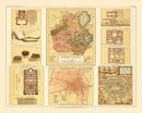 Vintage Map of Mexico City, Mexico 1886