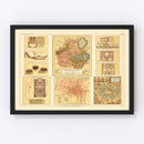 Vintage Map of Mexico City, Mexico 1886