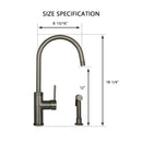 One-Handle Gun Black Widespread Kitchen Faucet with Side Sprayer-AK96966-BGB