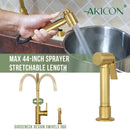 One-Handle Brushed Gold Widespread Kitchen Faucet with Side Sprayer-AK96966-BTG